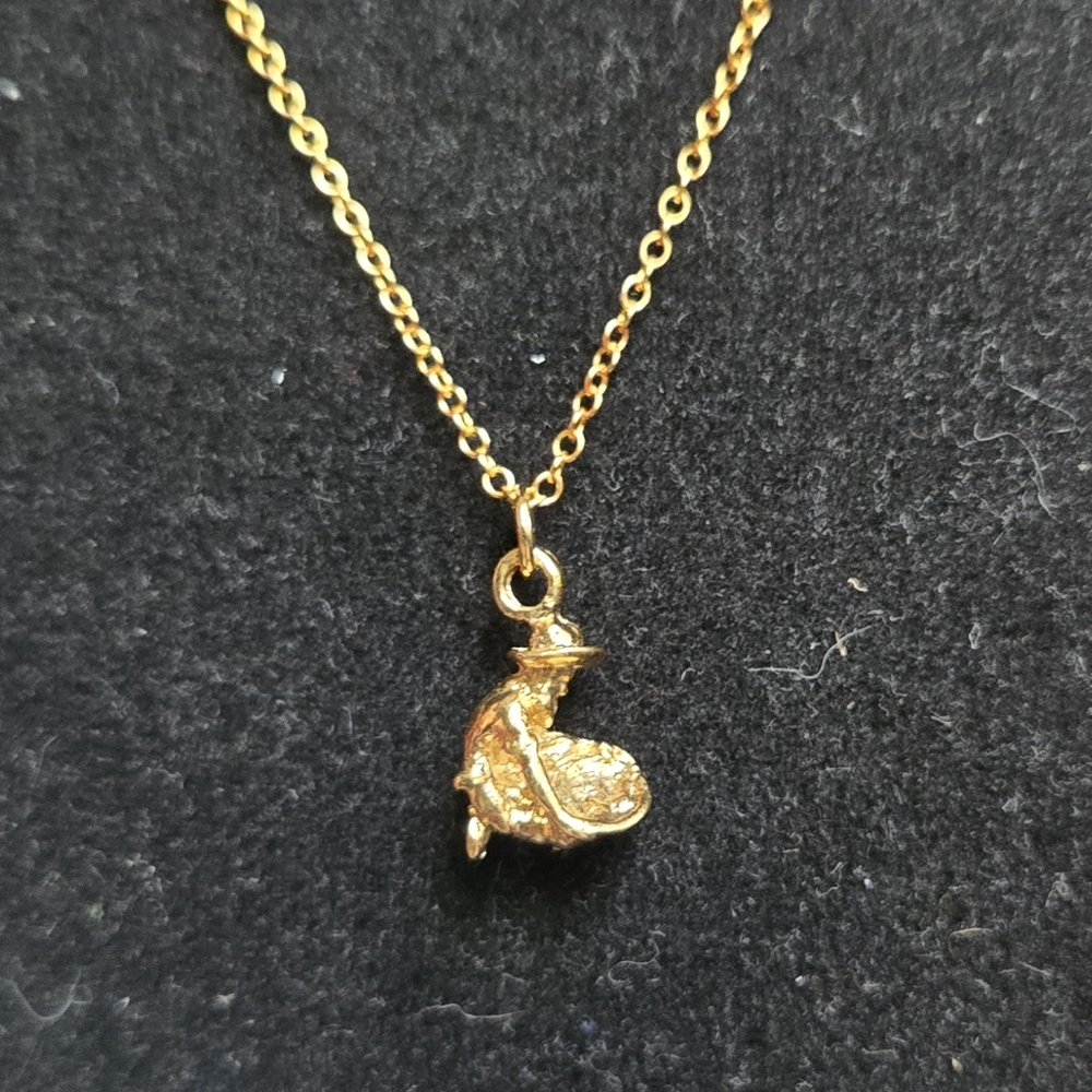 Gold plated adorable tiny gold panner prospector necklace 18" - Picture 3 of 8